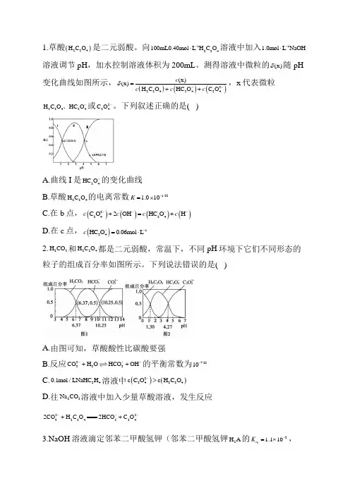 盐类的水解图像问题练习题(一)
