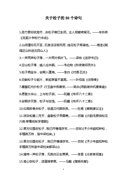 关于松子的30个诗句