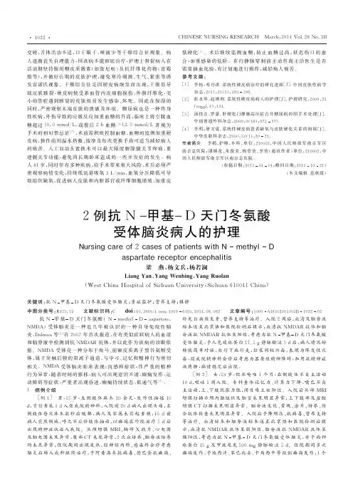 2例抗N-甲基-D天门冬氨酸受体脑炎病人的护理
