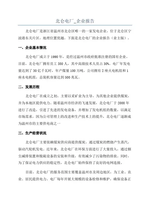 北仑电厂_企业报告