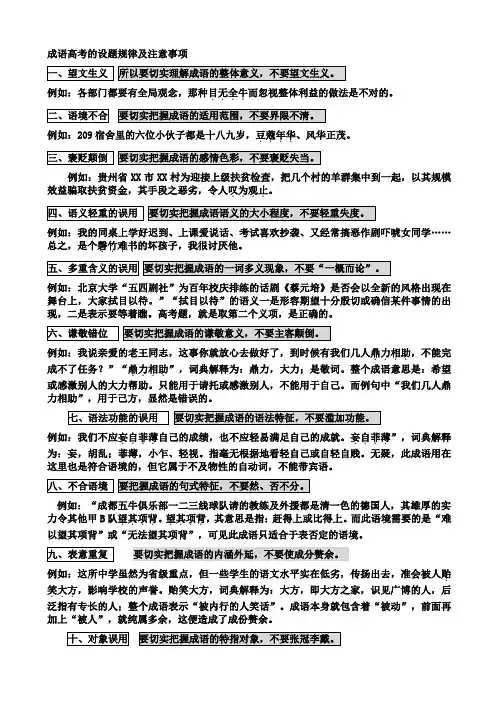 成语高考考查的设题规律