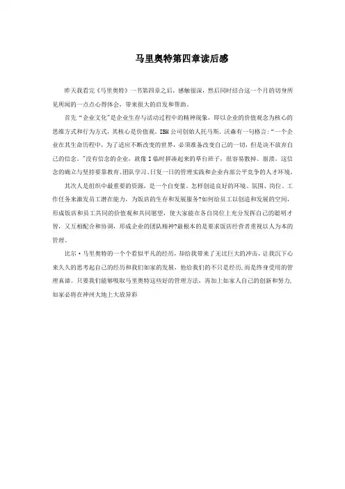 马里奥特第四章读后感