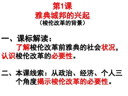人教版高中历史选修一第一单元第一课雅典城邦的兴起教学课件