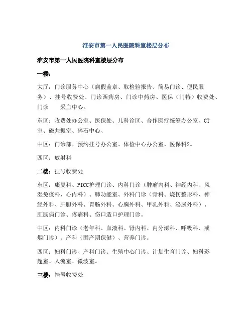 淮安市第一人民医院科室楼层分布