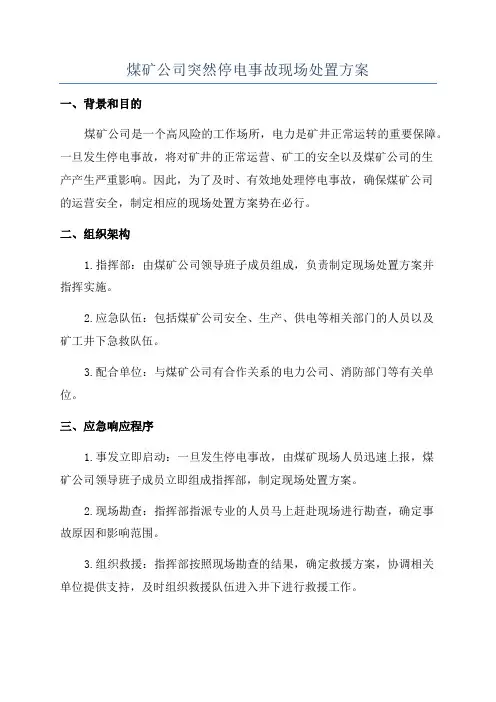 煤矿公司突然停电事故现场处置方案