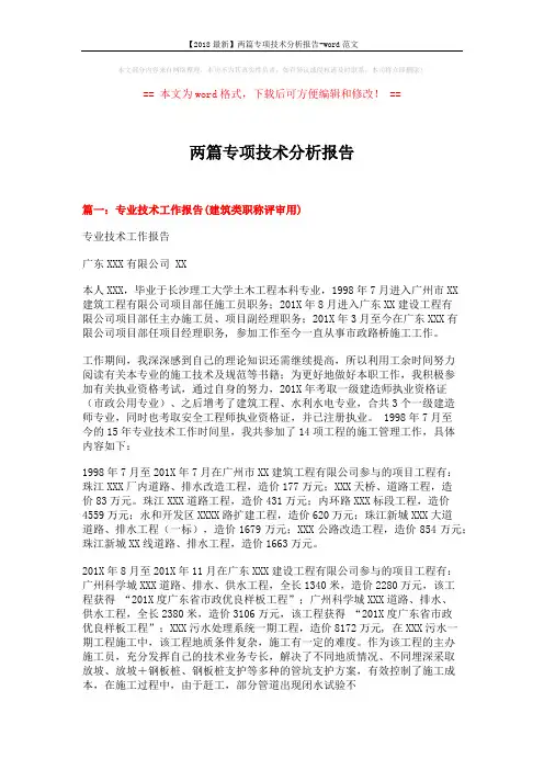 【2018最新】两篇专项技术分析报告-word范文 (6页)
