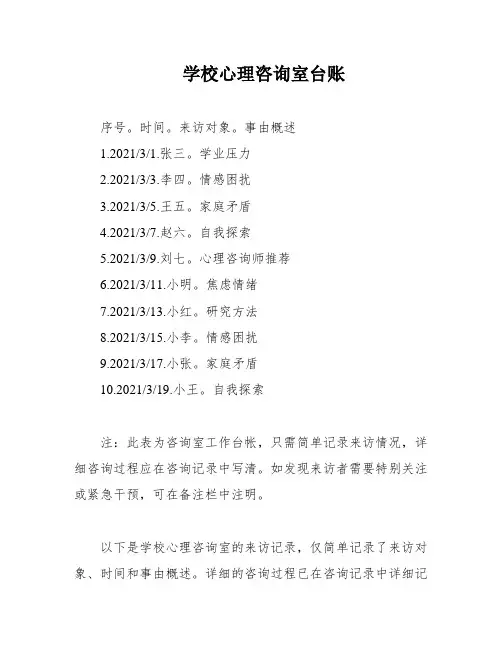 学校心理咨询室台账