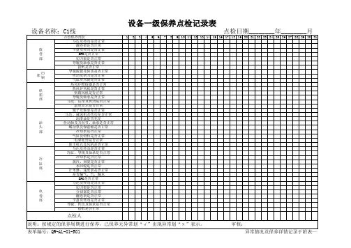 一级保养点检记录表