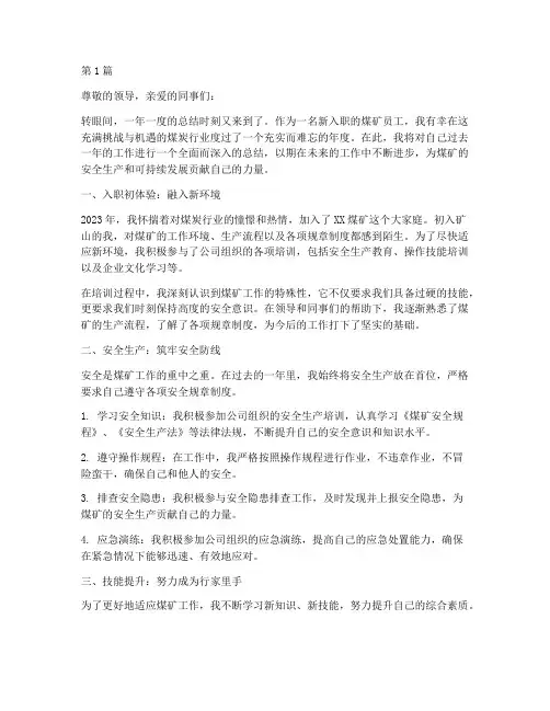 煤矿新入职年度总结范文(3篇)