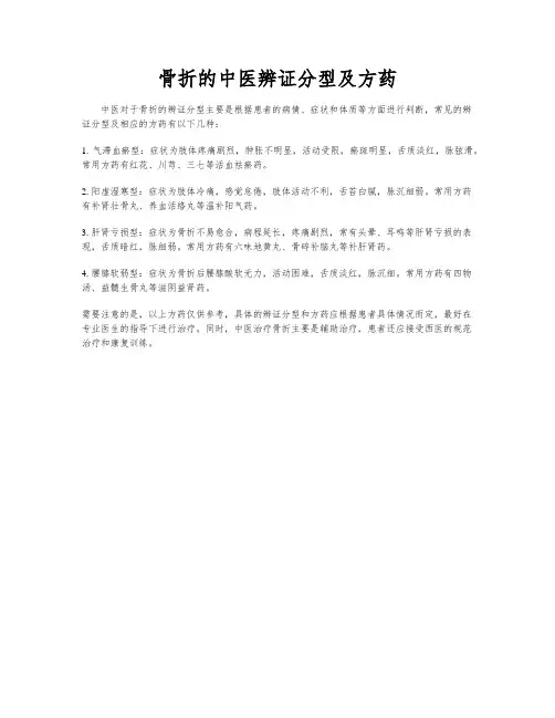 骨折的中医辨证分型及方药