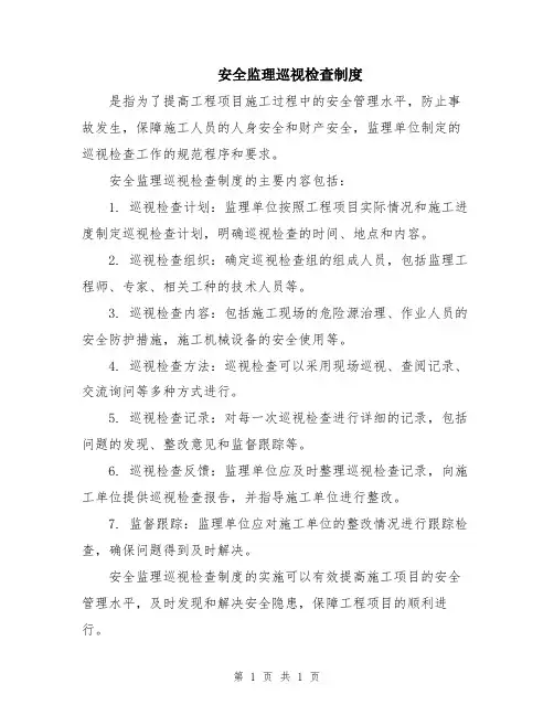 安全监理巡视检查制度