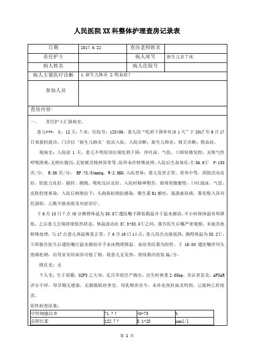2017.6儿科护理查房