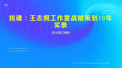 找魂：王志纲工作室战略策划10年实录