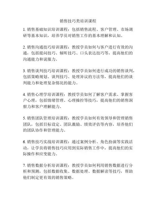 销售技巧类培训课程