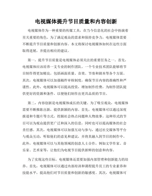 电视媒体提升节目质量和内容创新