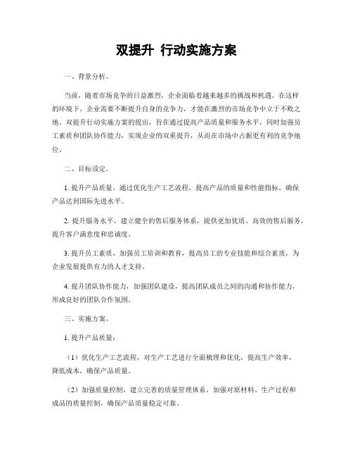 双提升 行动实施方案