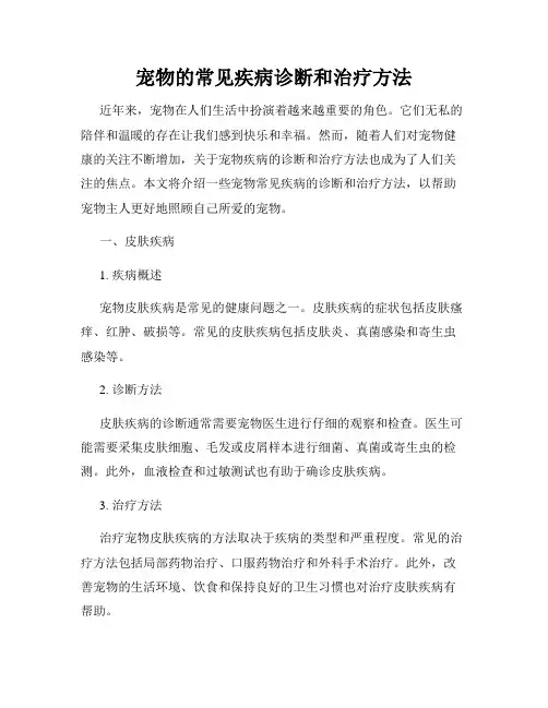 宠物的常见疾病诊断和治疗方法
