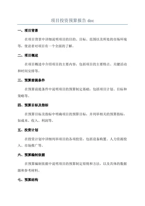 项目投资预算报告doc