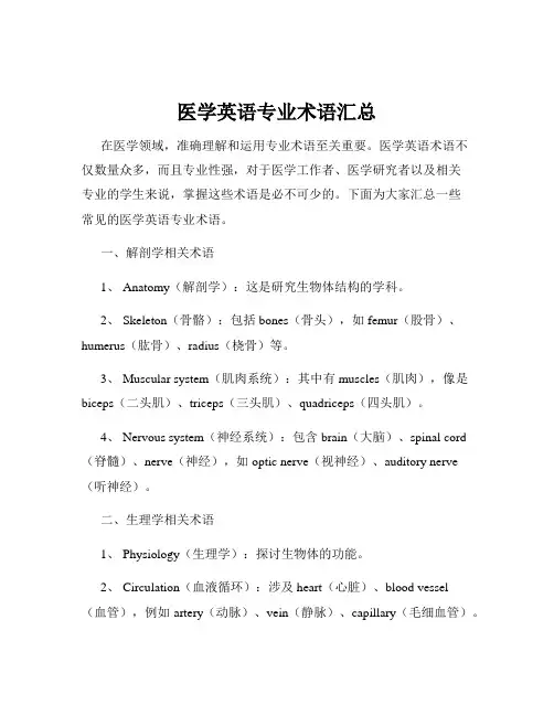 医学英语专业术语汇总