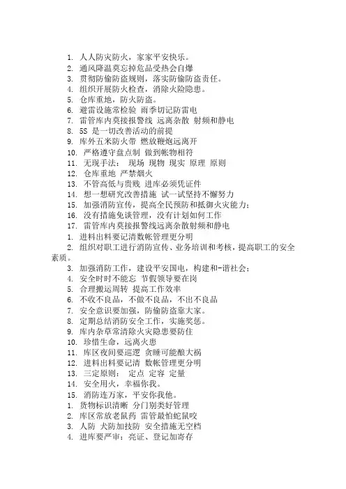 仓库安全宣传口号