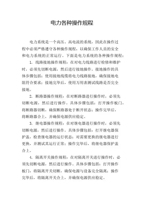 电力各种操作规程