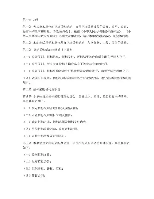 招标采购管理制度模板