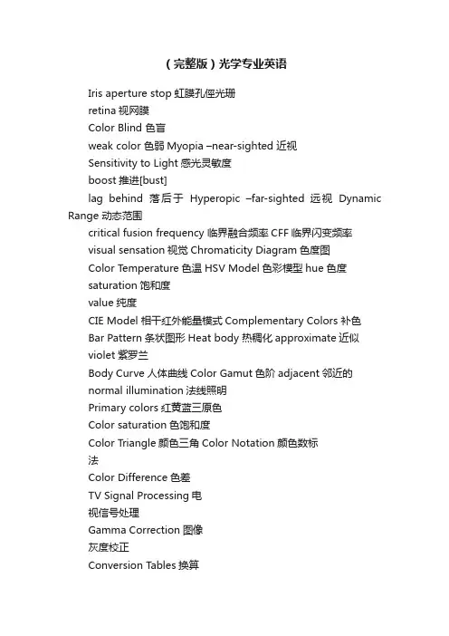 （完整版）光学专业英语