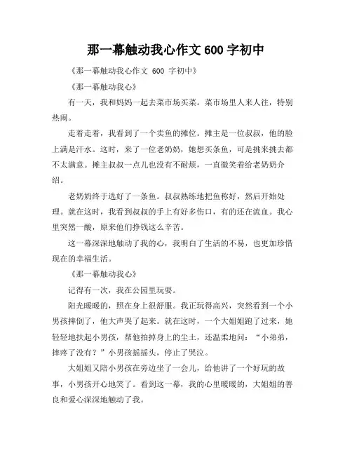 那一幕触动我心作文600字初中