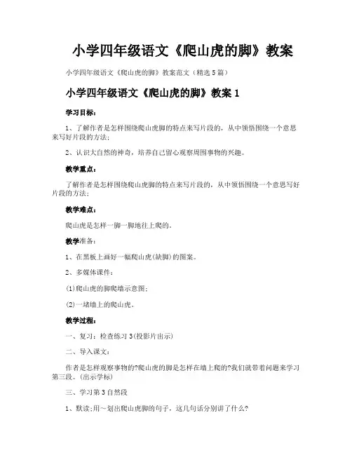 小学四年级语文《爬山虎的脚》教案
