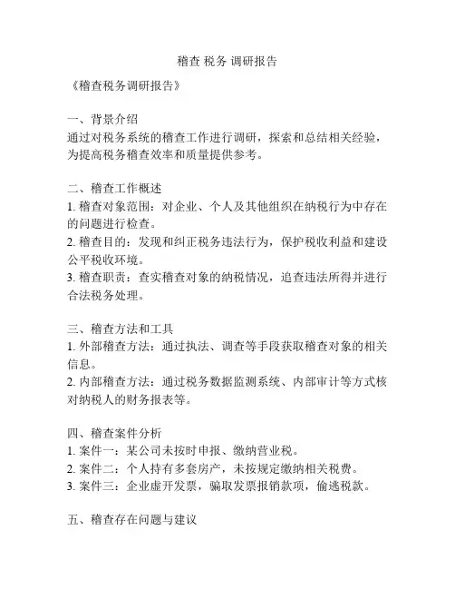 稽查 税务 调研报告