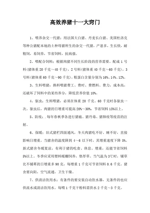 高效养猪十一大窍门