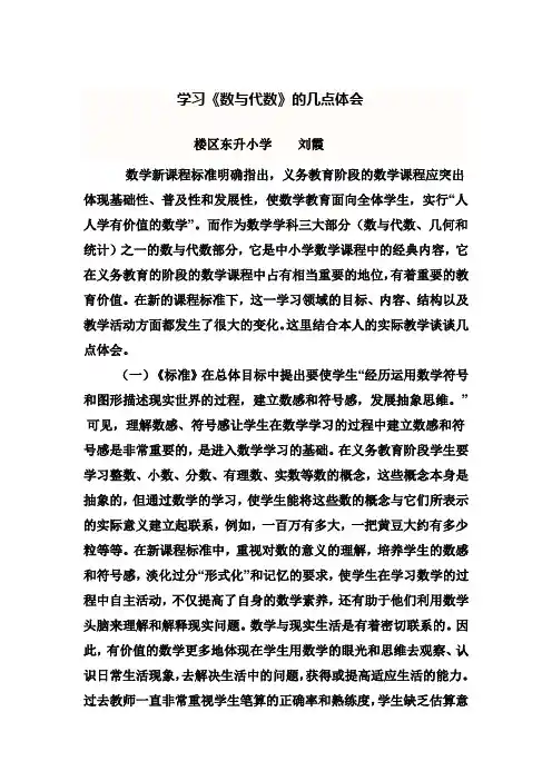 《数与代数》学习心得