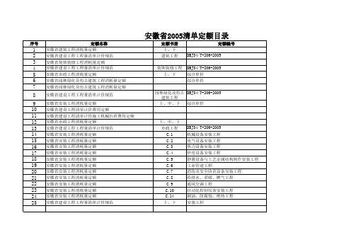 安徽省2005清单定额目录