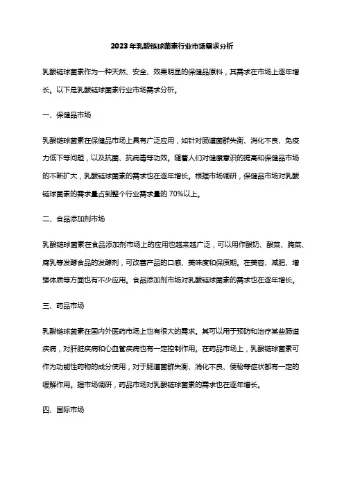 2023年乳酸链球菌素行业市场需求分析