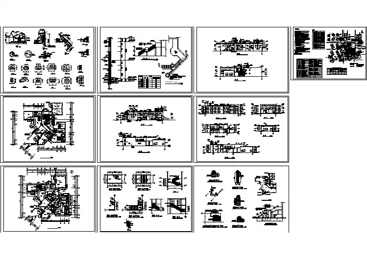 某小区幼儿园教学楼全套建筑施工cad图（含一层平面图，二层平面图）