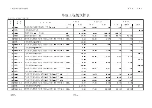 室外电气工程预算