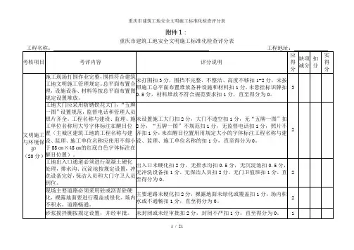 重庆市建筑工地安全文明施工标准化检查评分表