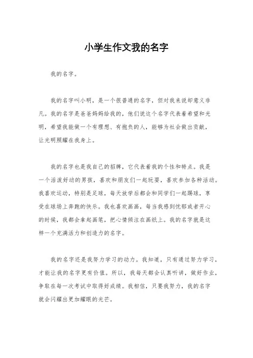 小学生作文我的名字