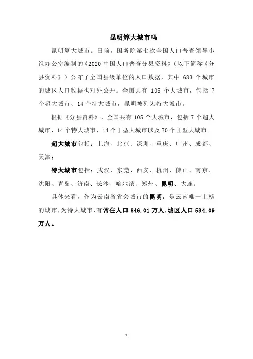 昆明算大城市吗