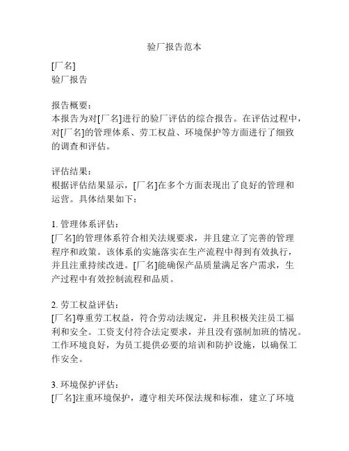 验厂报告范本