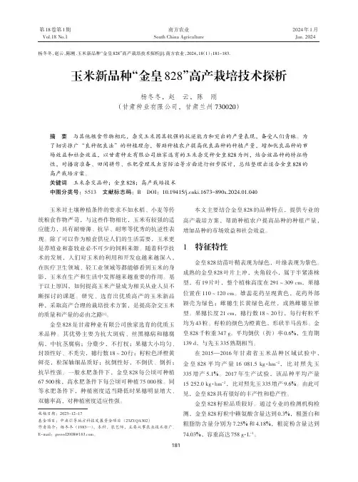 玉米新品种“金皇828”高产栽培技术探析