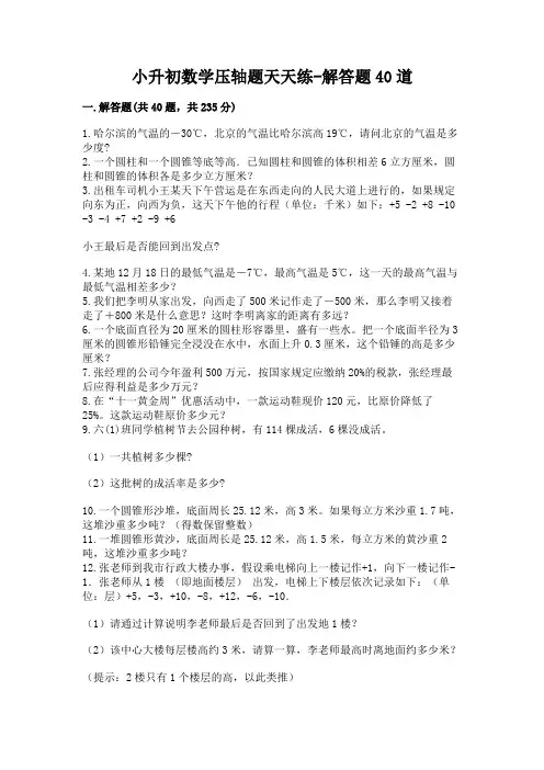 小升初数学压轴题天天练-解答题40道(名校卷)word版