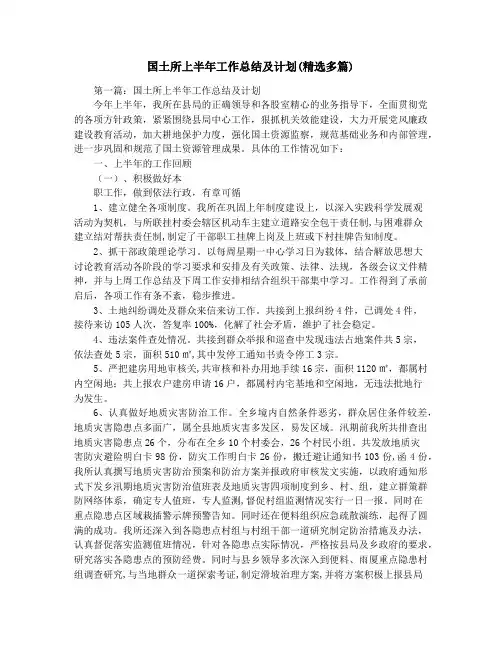 国土所上半年工作总结及计划(精选多篇)