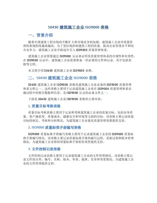 50430建筑施工企业ISO9000表格