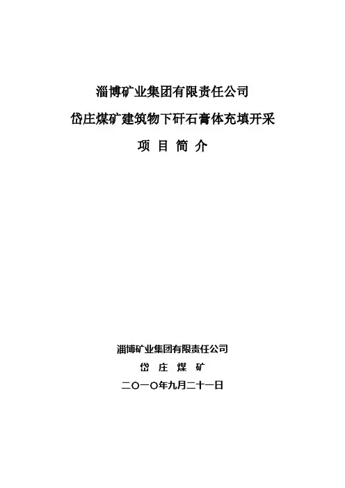 膏体充填开采项目简介