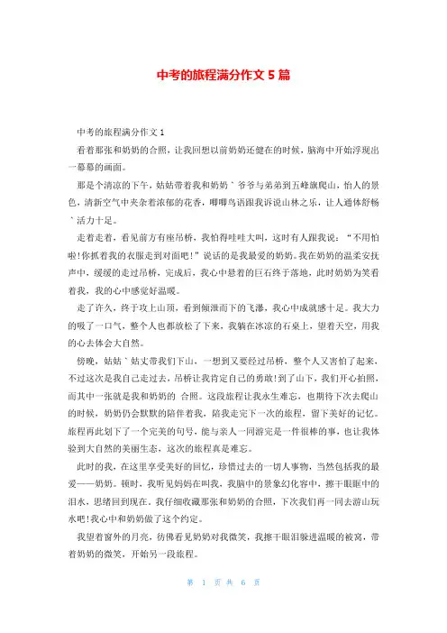 中考的旅程满分作文5篇