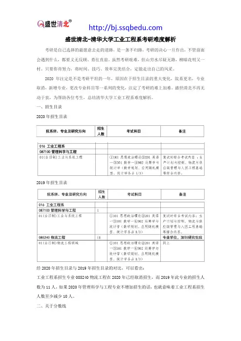 盛世清北-清华大学工业工程系考研难度解析