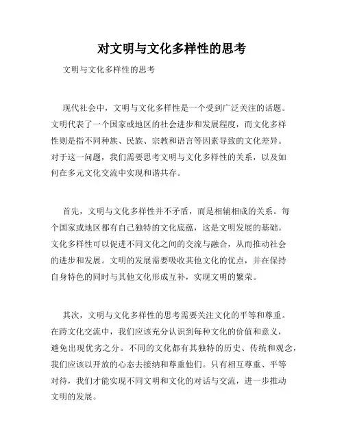 对文明与文化多样性的思考