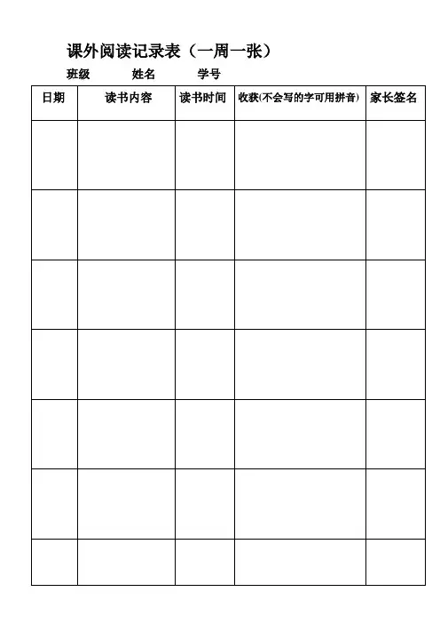 课外阅读记录表【可编辑范本】