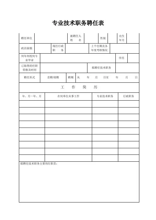 专业技术职务聘任表